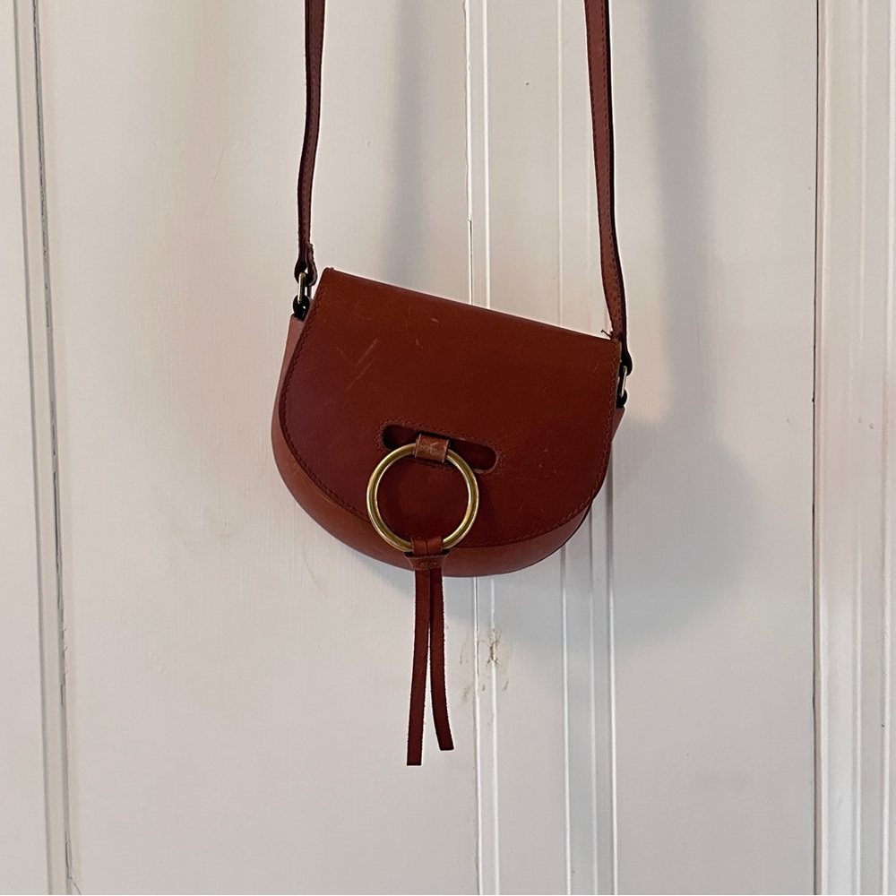 Madewell Natural Leather Hard Body Crossbody Bag Lisbon Saddle